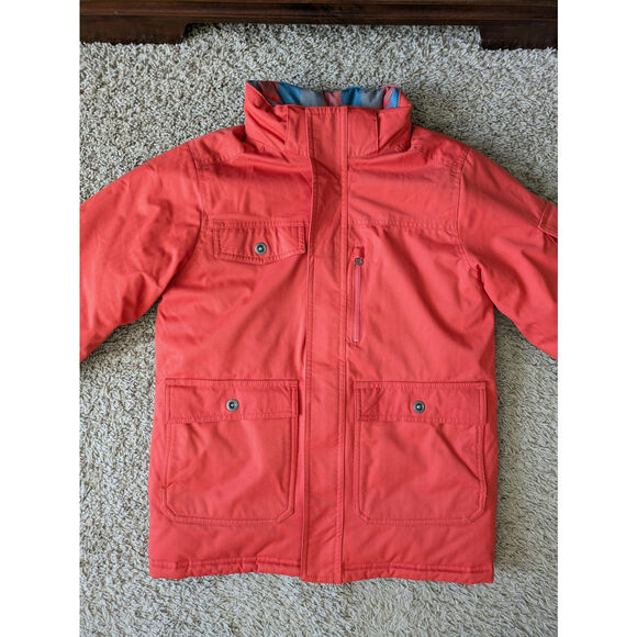 L.L.Bean Snow Insulated Jacket Boys M 10-12 Orange Primaloft Outdoors Thermal - Picture 5 of 8